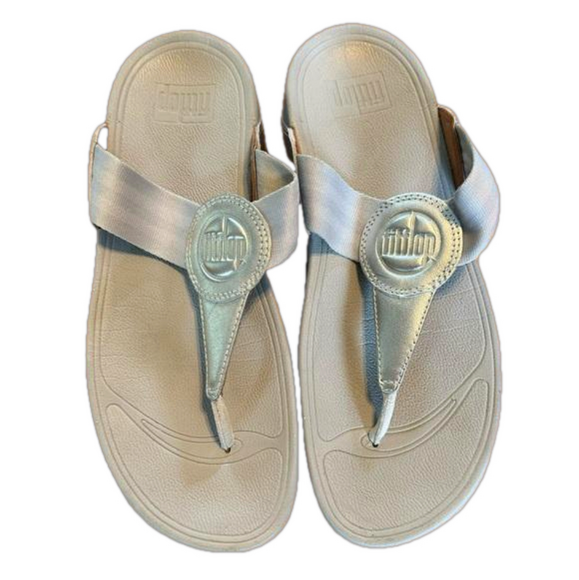 Fitflop Walkstar Leather Weidge Sole Everyday Silver Womens Size 9 - Picture 1 of 7